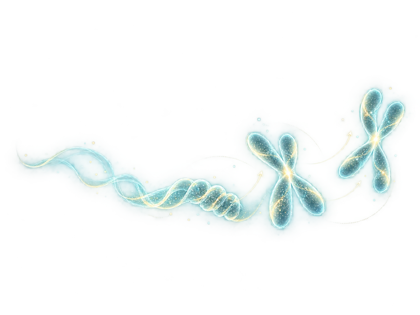 Concept illustration of chromosome formation and separation